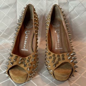 Jeffrey Campbell Camel Suede Studded heels, size 9